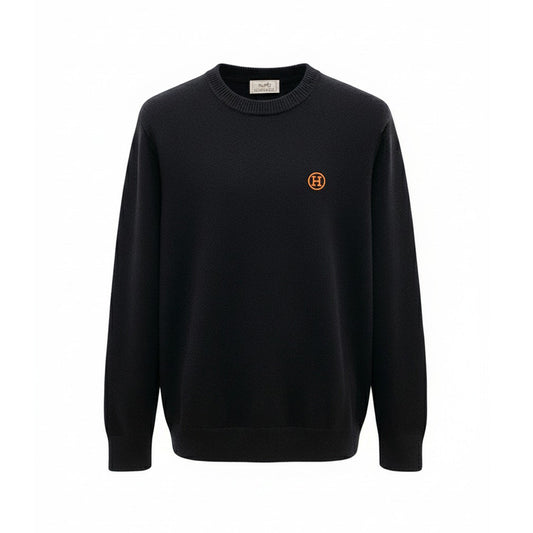 H Rond Embroidered Wool Crewneck Sweater