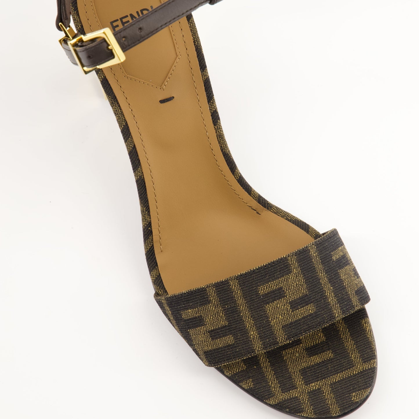 Jacquard Sandals with Metallic Heel