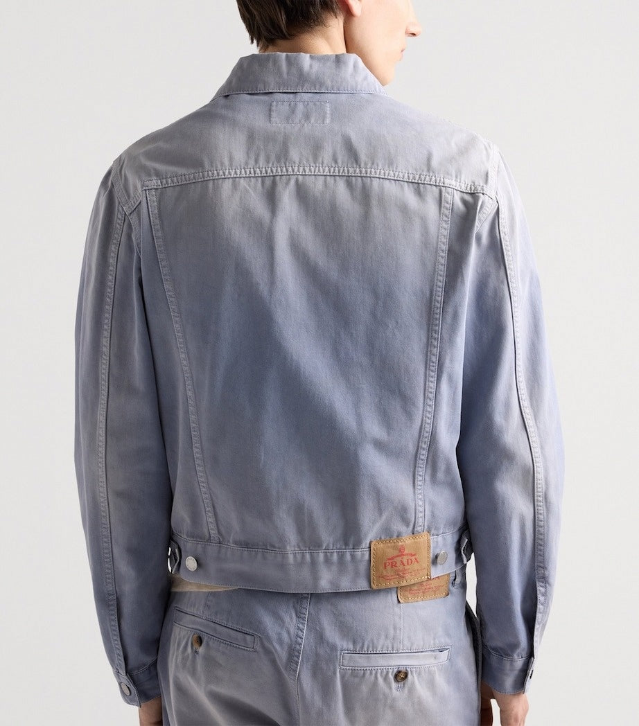 Light Wash Cotton Gabardine Denim Jacket