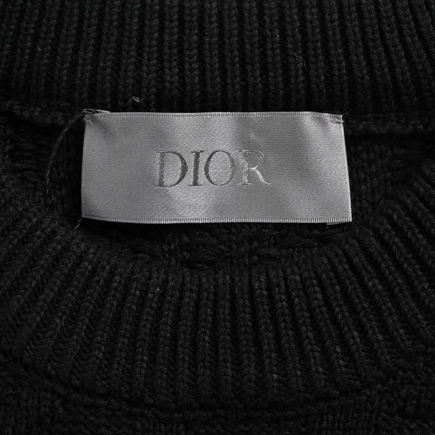 Black Textured Oblique Knit Sweater