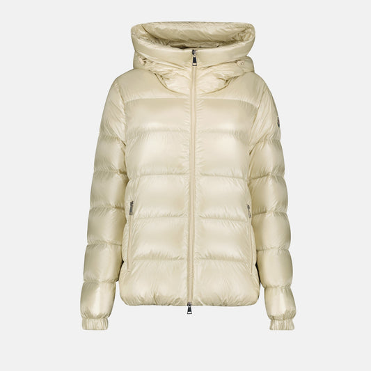Cream Hooded Down Puffer Jacket