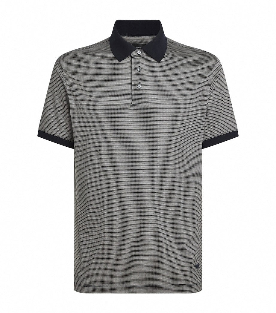 Lyocell-Cotton Micro-Print Polo Shirt