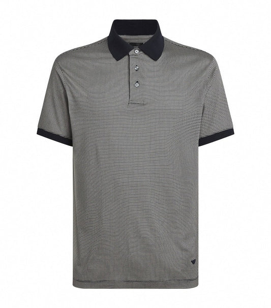 Lyocell-Cotton Micro-Print Polo Shirt