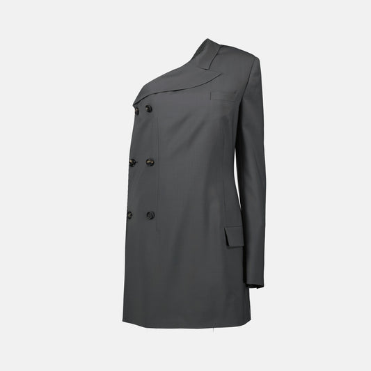 Asymmetric Double-Breasted Tailored Dress