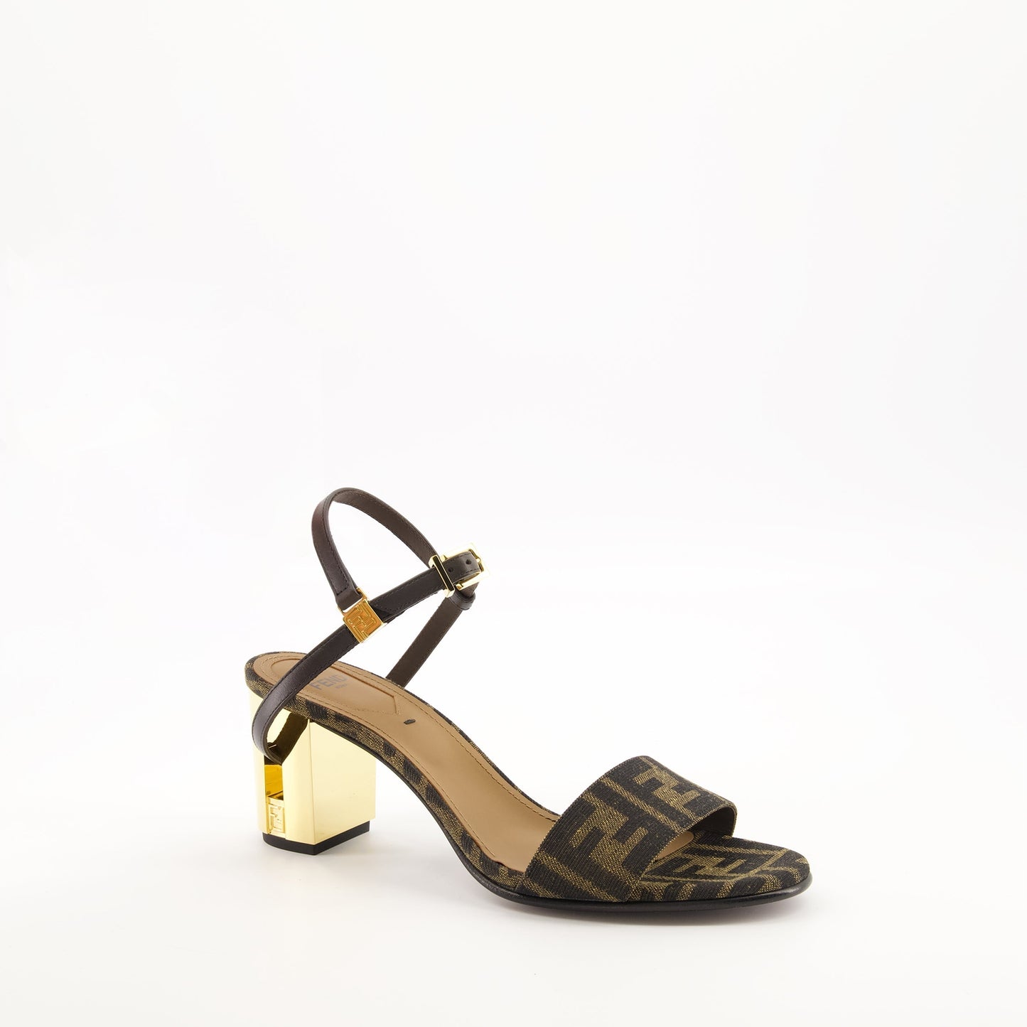 Jacquard Sandals with Metallic Heel