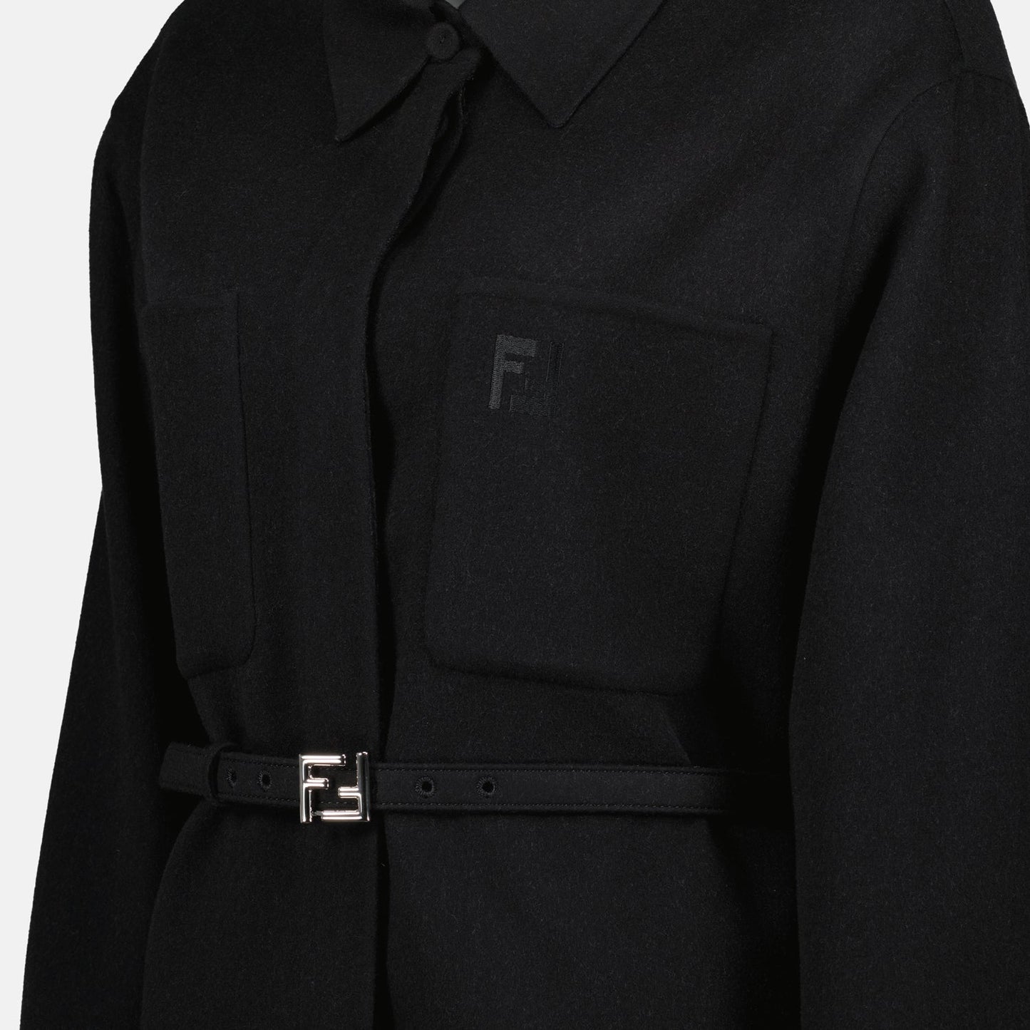 Black Belted Overshirt Jacket