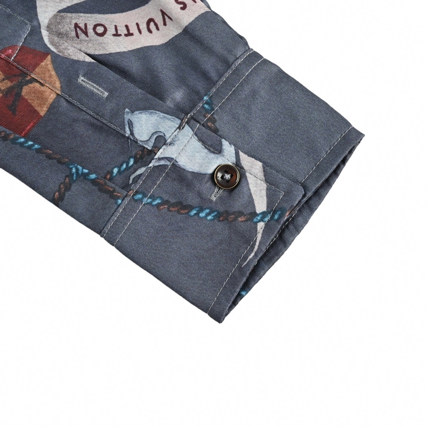 Crown & Ribbon "Pont Neuf" Print Silk-Finish Shirt