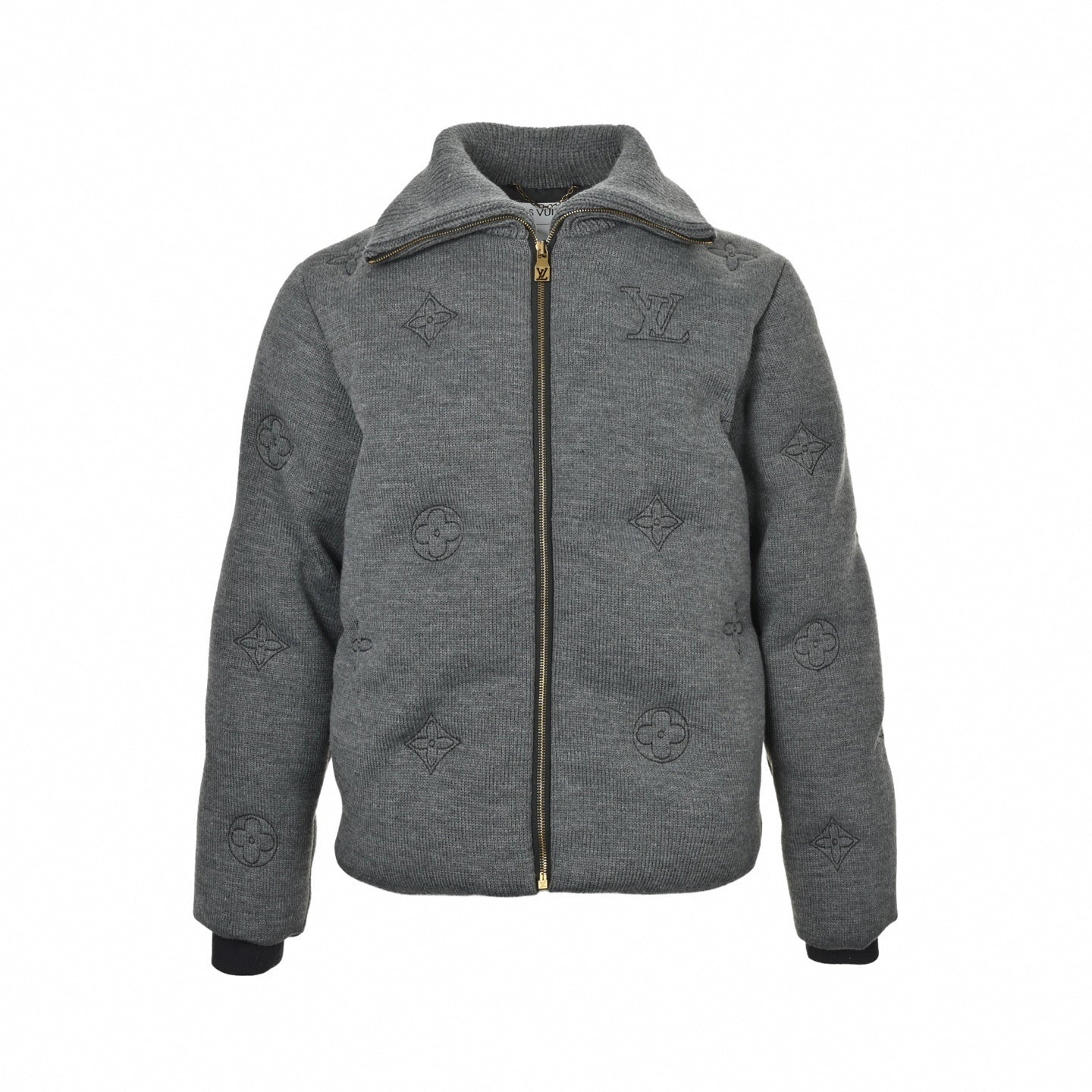 Monogram Outline Embroidered Knit Zip Jacket