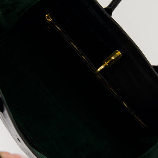 Croc-Embossed Leather Tote Bag
