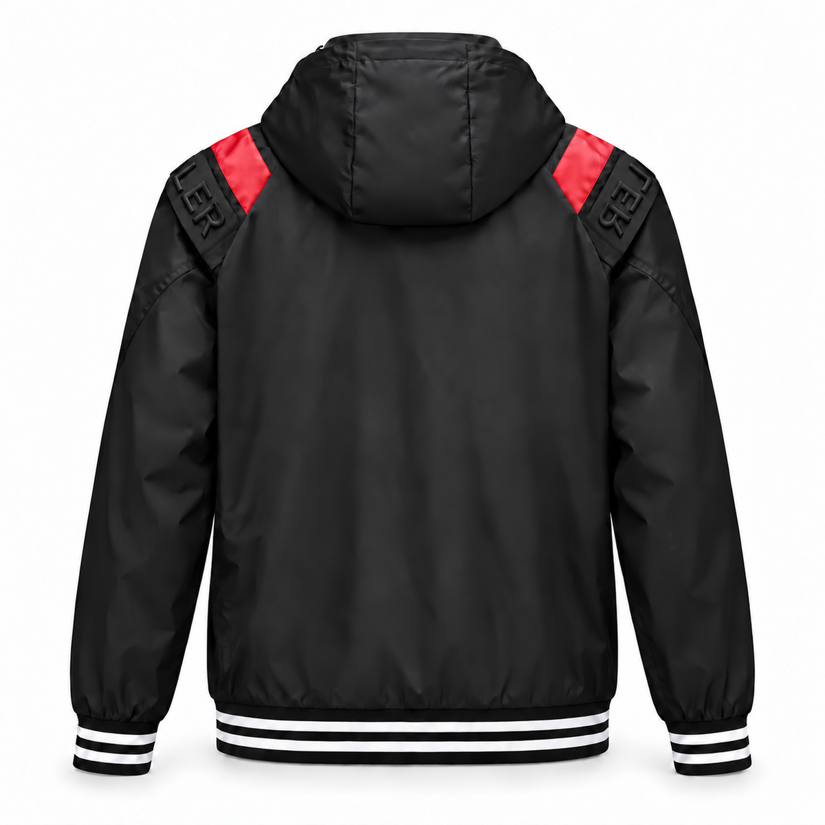Hooded Windbreaker Jacket – Black/Red