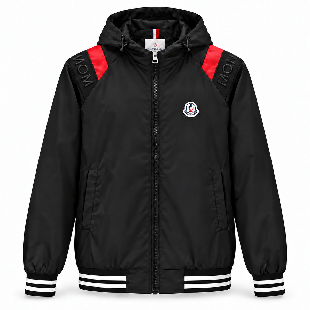 Hooded Windbreaker Jacket – Black/Red