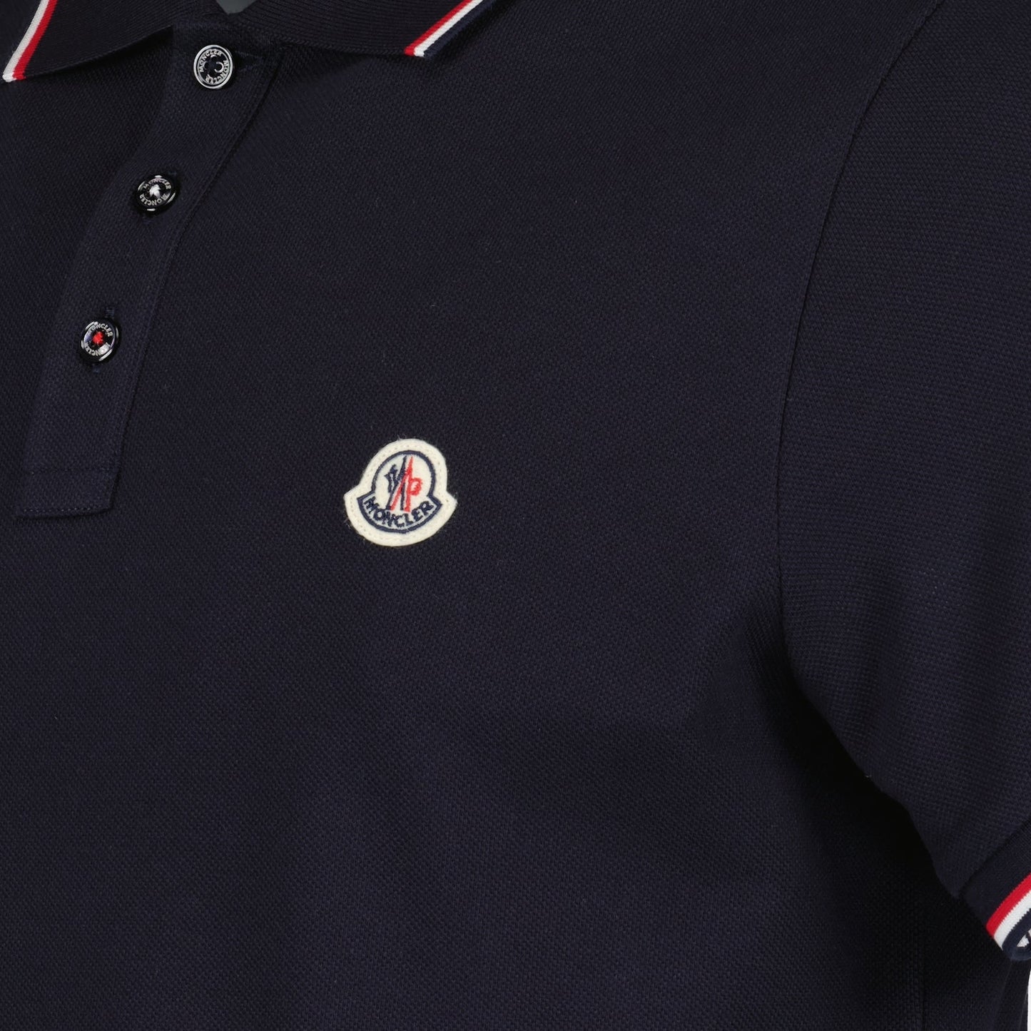Navy Polo Shirt with Tricolour Trim