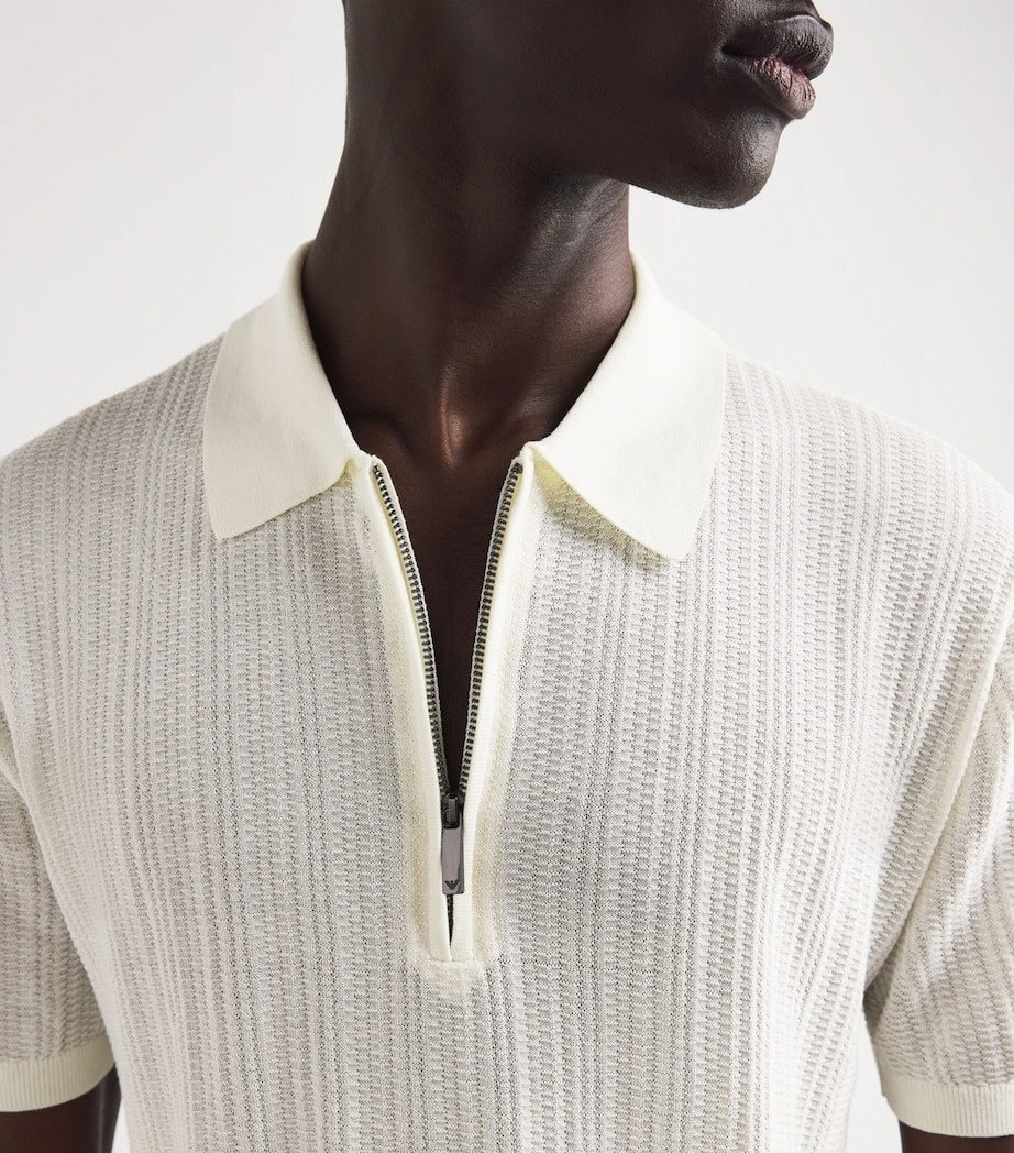 Men's Cotton Quarter-Zip Polo Shirt