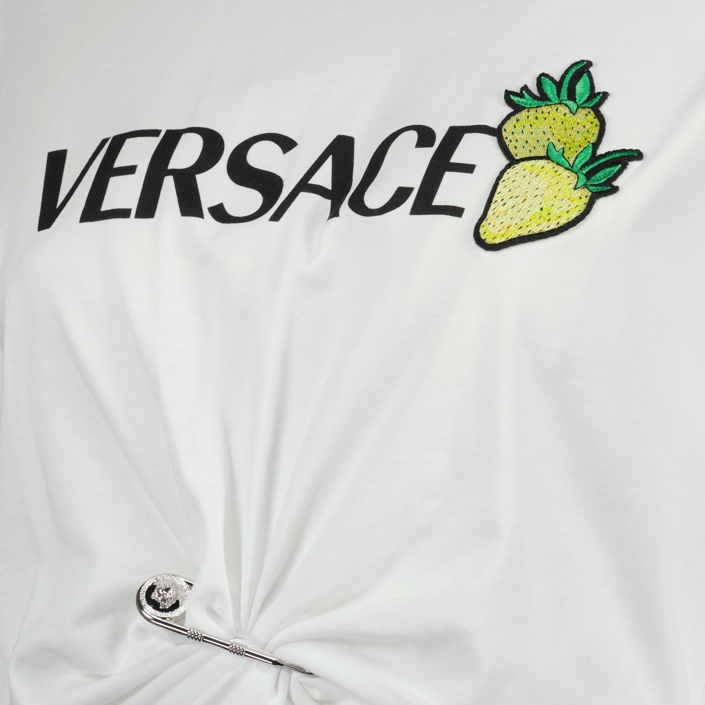 Strawberry Logo Twist Crop T-Shirt – White