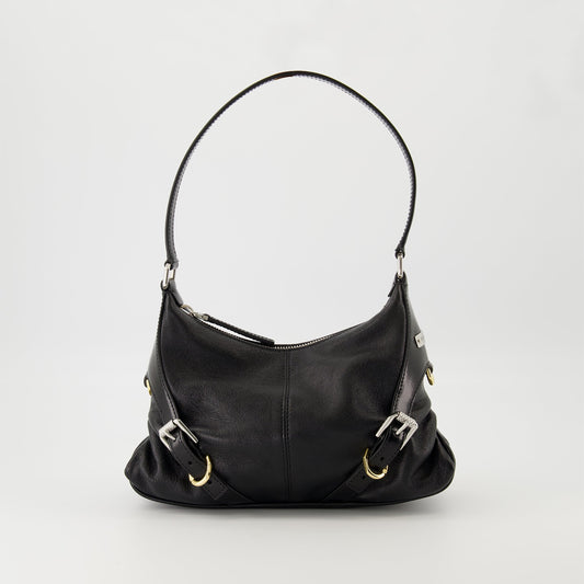 Black Leather Buckle Detail Mini Shoulder Bag