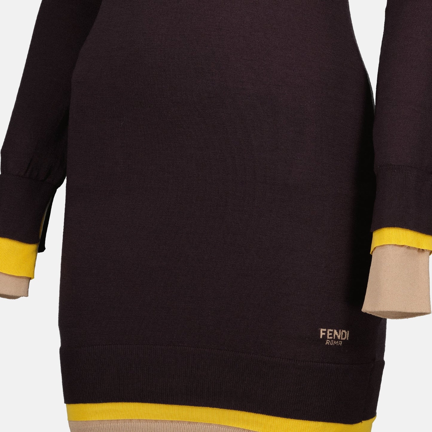 Layered Trim Turtleneck Knit Dress