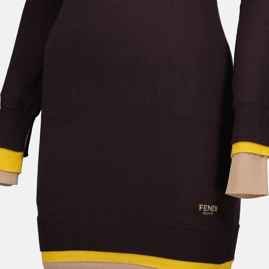 Layered Trim Turtleneck Knit Dress