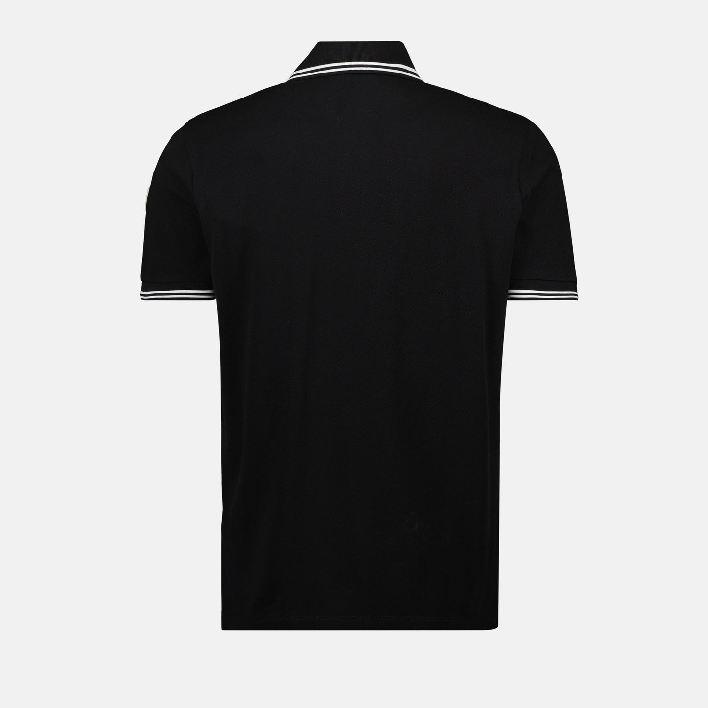 Black Polo Shirt with Contrast Stripe Collar