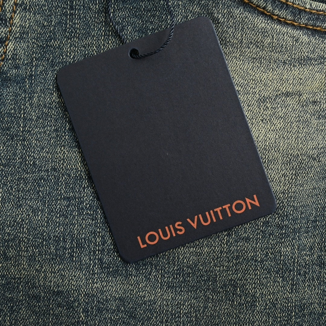 Faded Monogram Detail Slim-Fit Denim Jeans