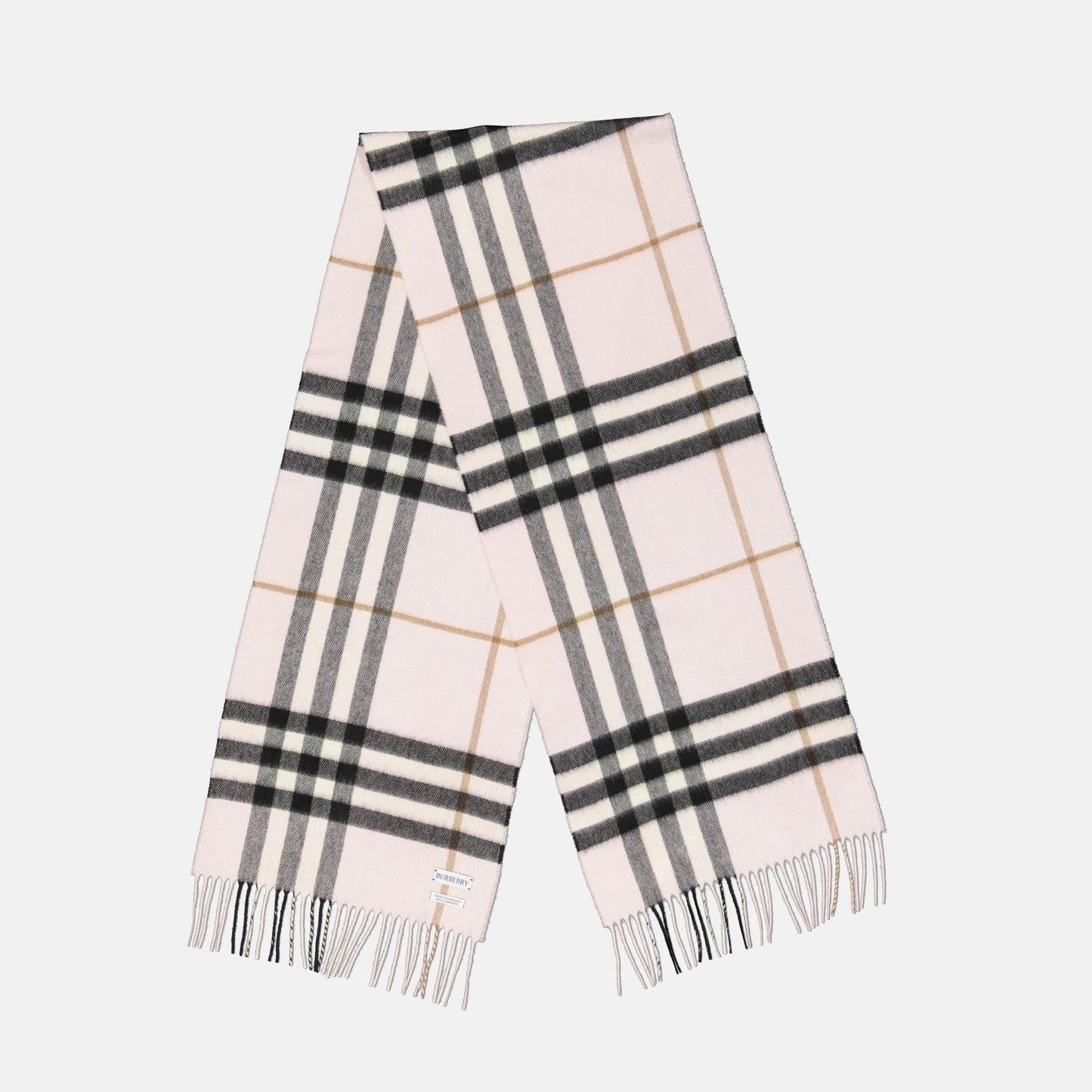 Classic Check Cashmere Scarf – Soft Pink
