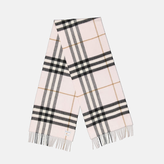 Classic Check Cashmere Scarf – Soft Pink
