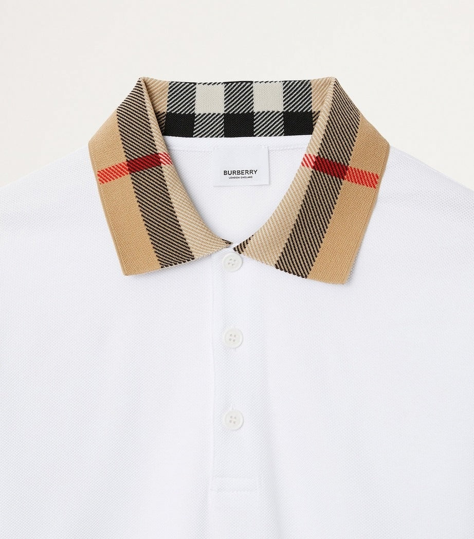 Cotton Polo Shirt with Iconic Check Collar