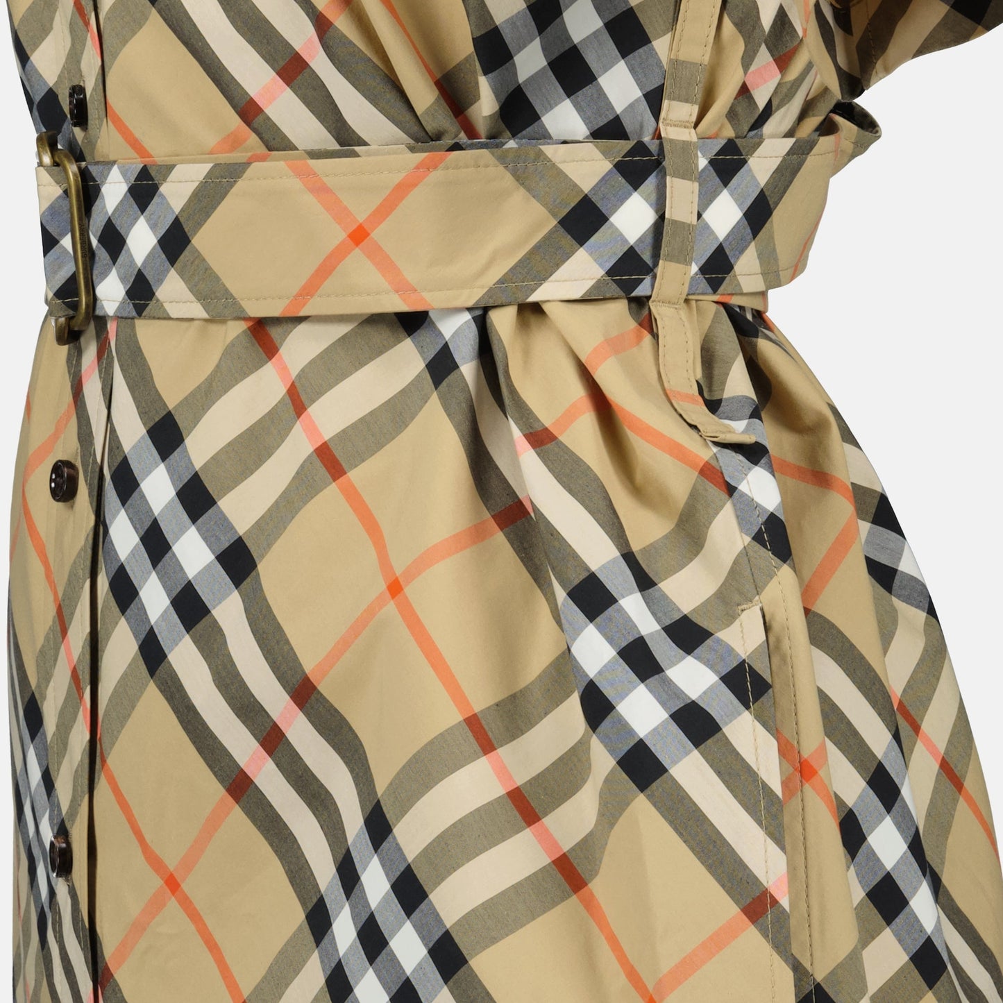 Short Sleeve Icon Check Belted Shirt Dress
