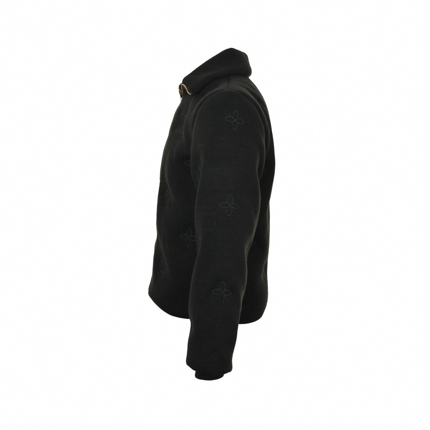 Monogram Outline Embroidered Knit Zip Jacket