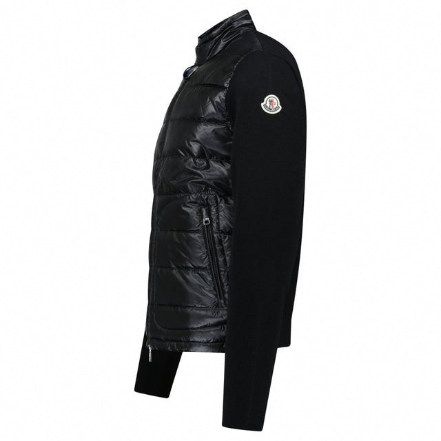 Padded Wool Zip-Up Cardigan - Black