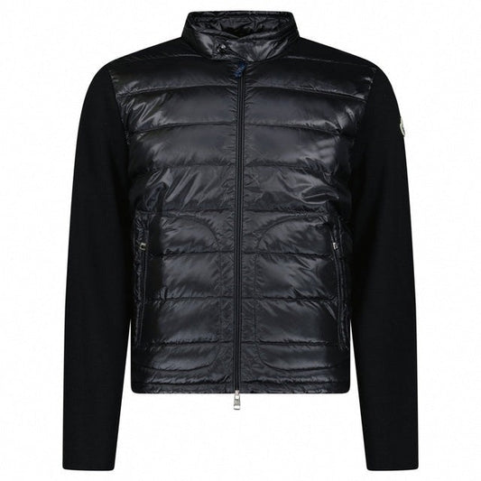 Padded Wool Zip-Up Cardigan - Black