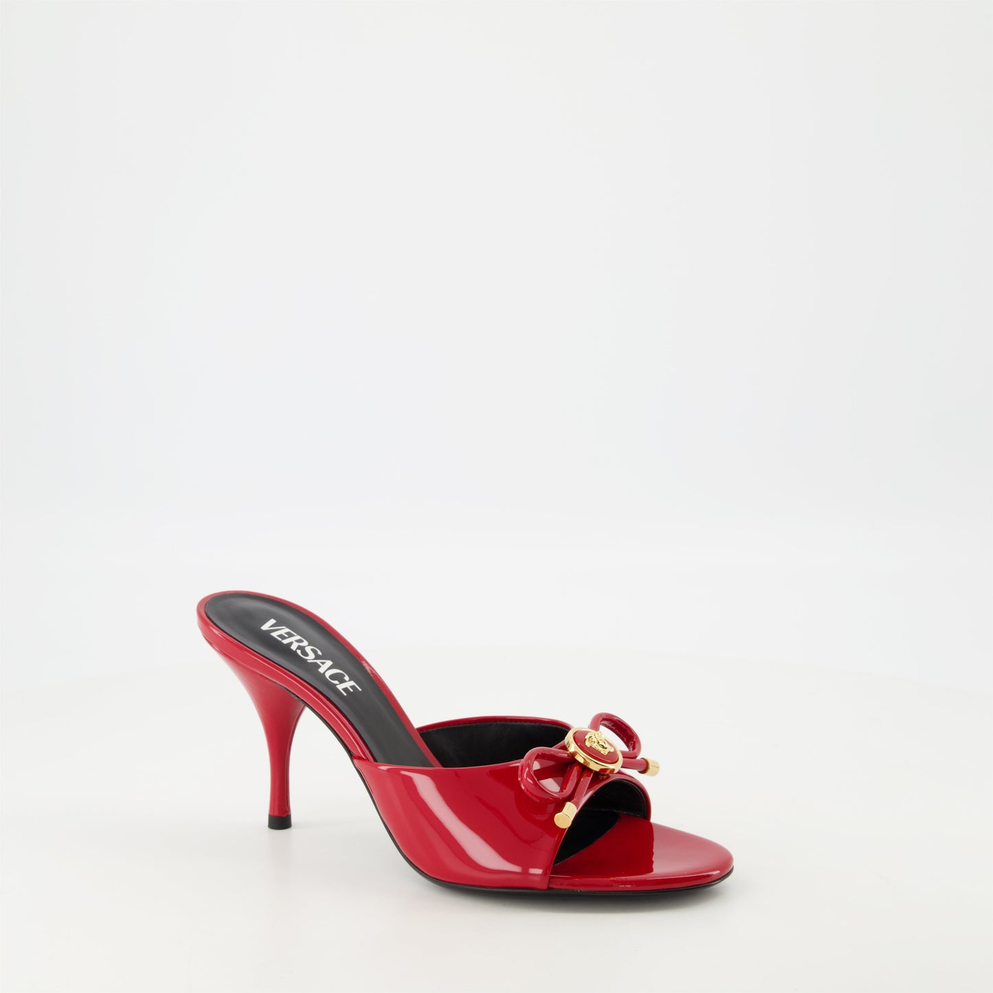 Red Patent Leather Mule Heels