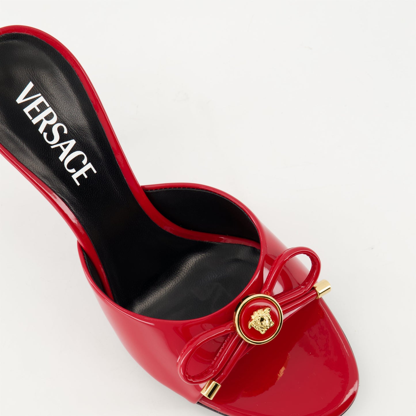 Red Patent Leather Mule Heels