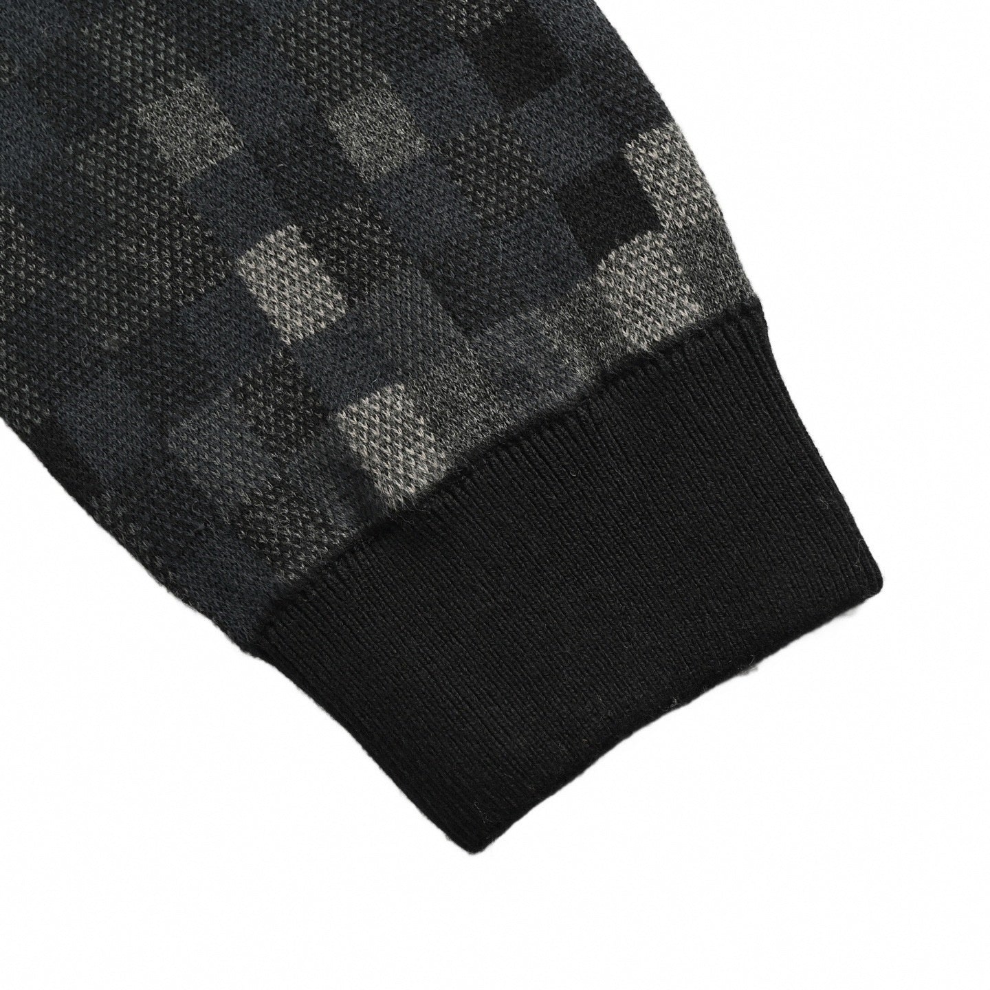 LV Pixelated Knit Crewneck Sweater – Black & Grey