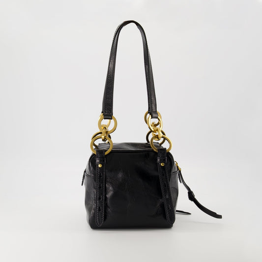 Mini Leather Shoulder Bag with Chain Detail