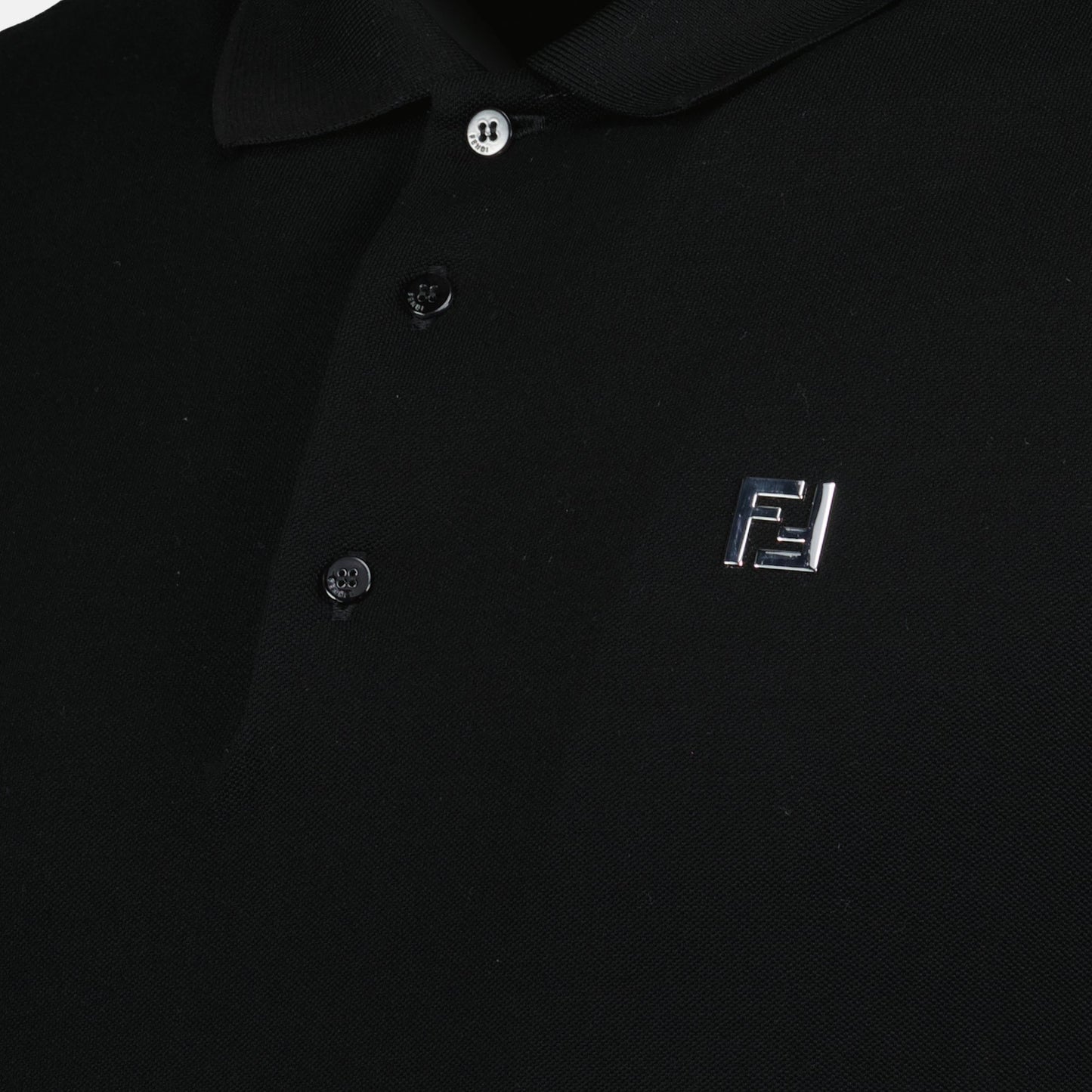 Fendi Black Polo Shirt with FF Logo Detail