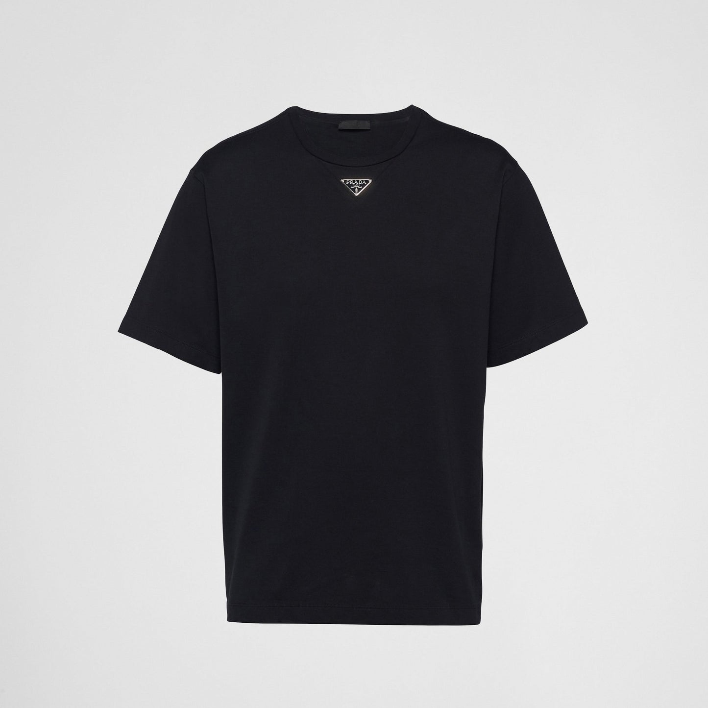 Black Minimalist T-Shirt with Signature Triangle Logo