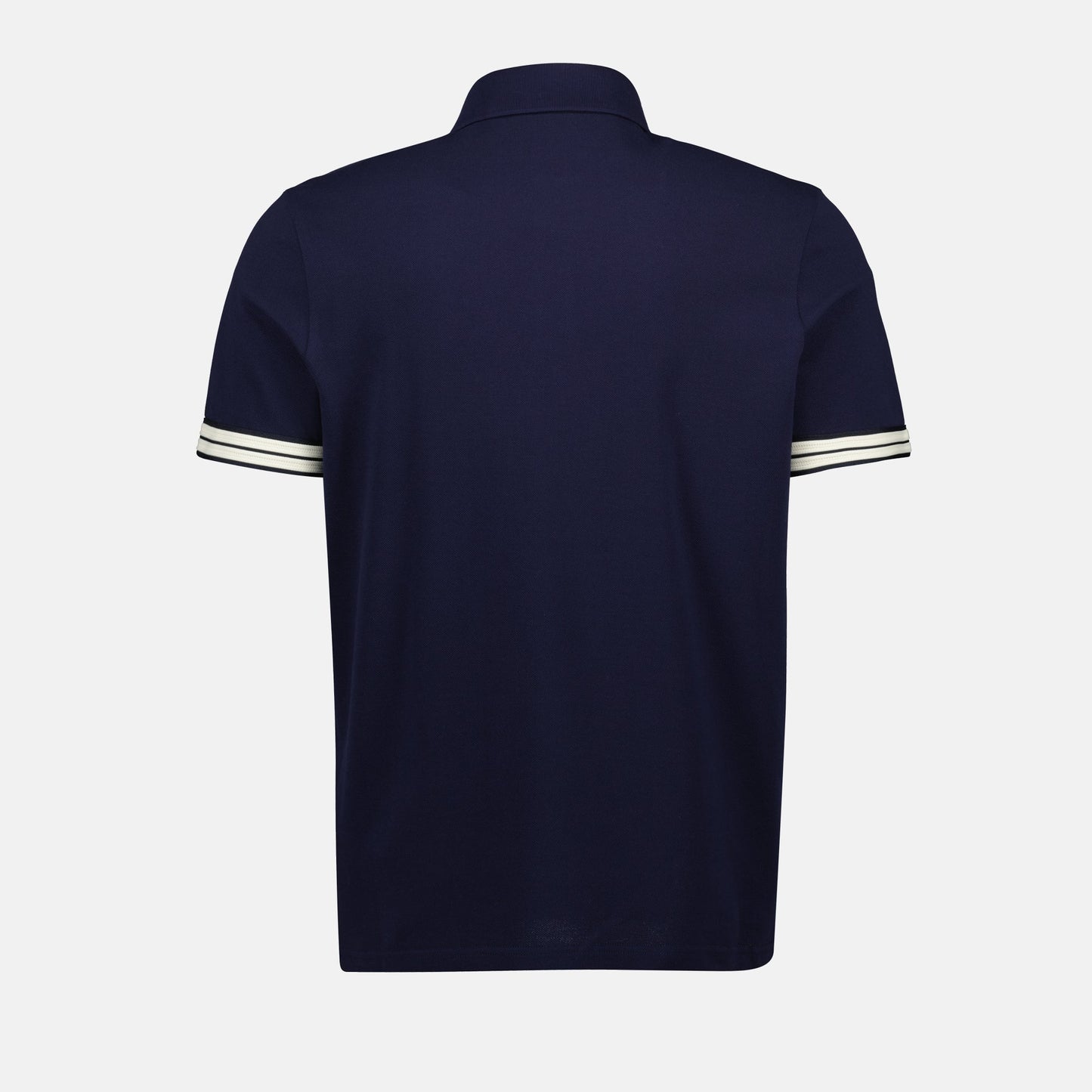 Navy Polo with Striped Sleeve Detail