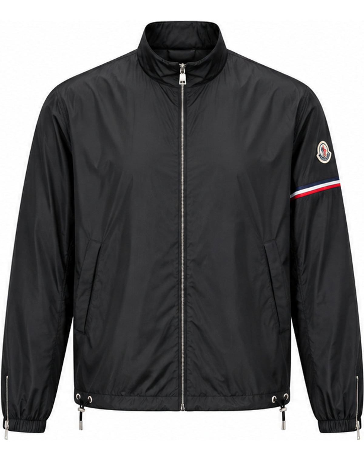 Striped Sleeve Zip Jacket – White, Black & Green