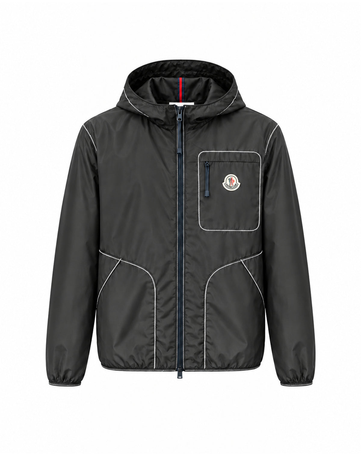 Contrast-Stitch Utility Jacket – Black & Olive