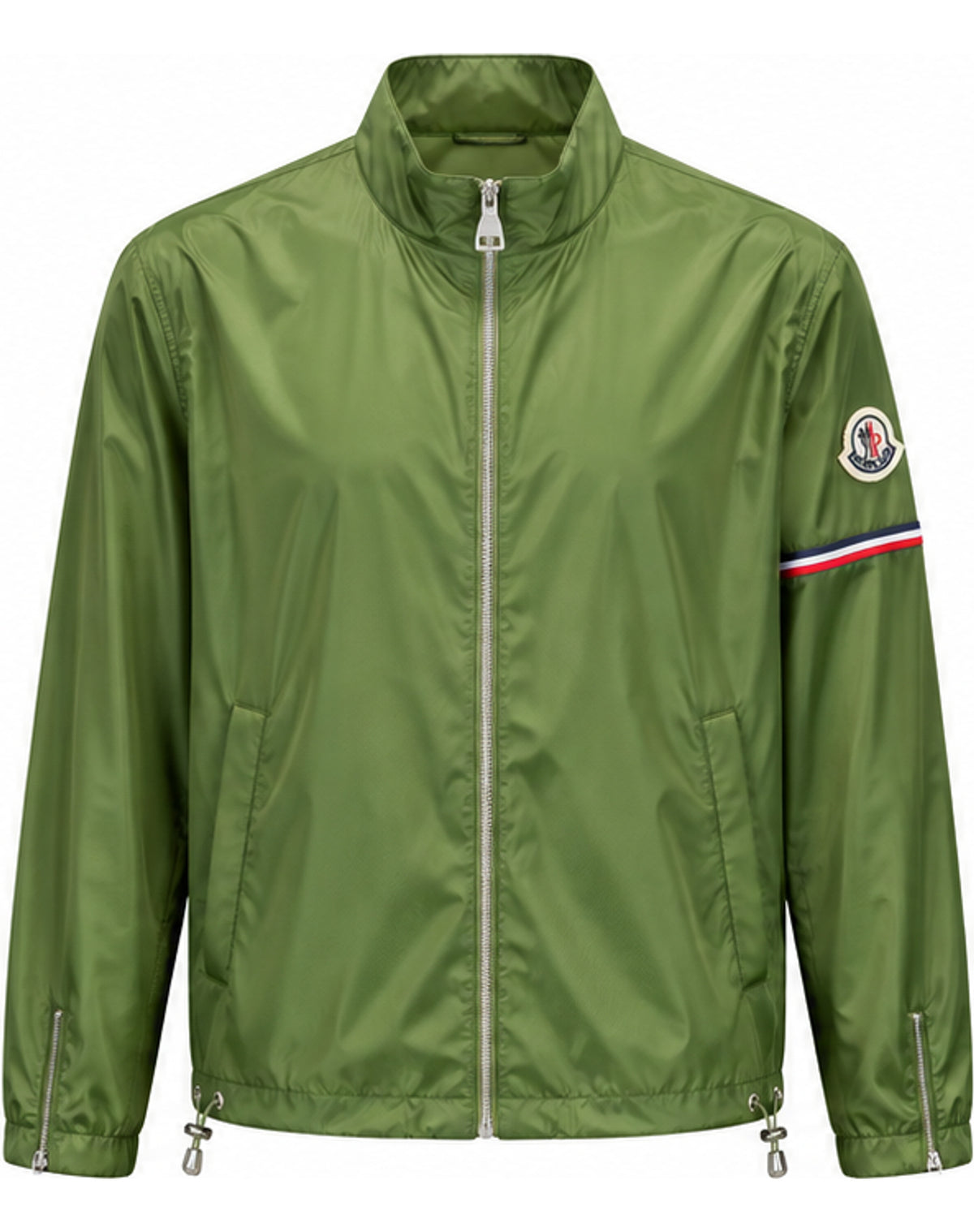 Striped Sleeve Zip Jacket – White, Black & Green
