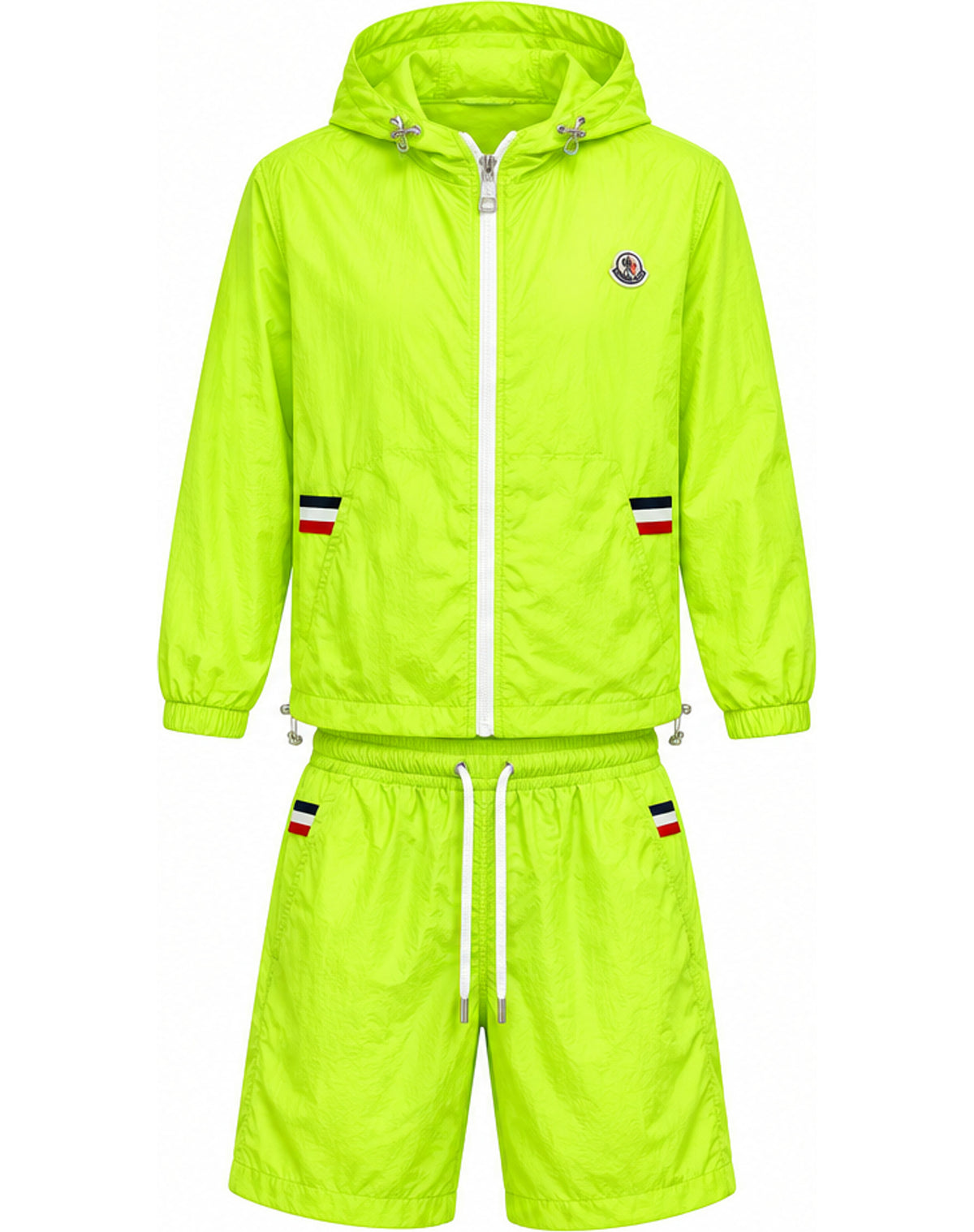 Hooded Jacket & Shorts Set – Neon Green