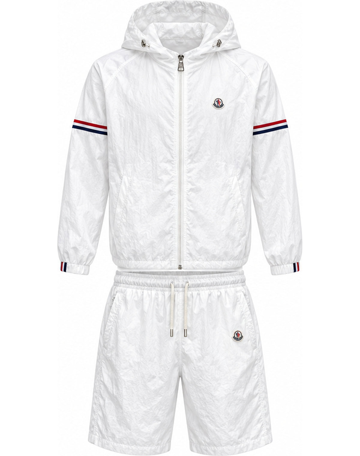 Hooded Jacket & Shorts Set – White