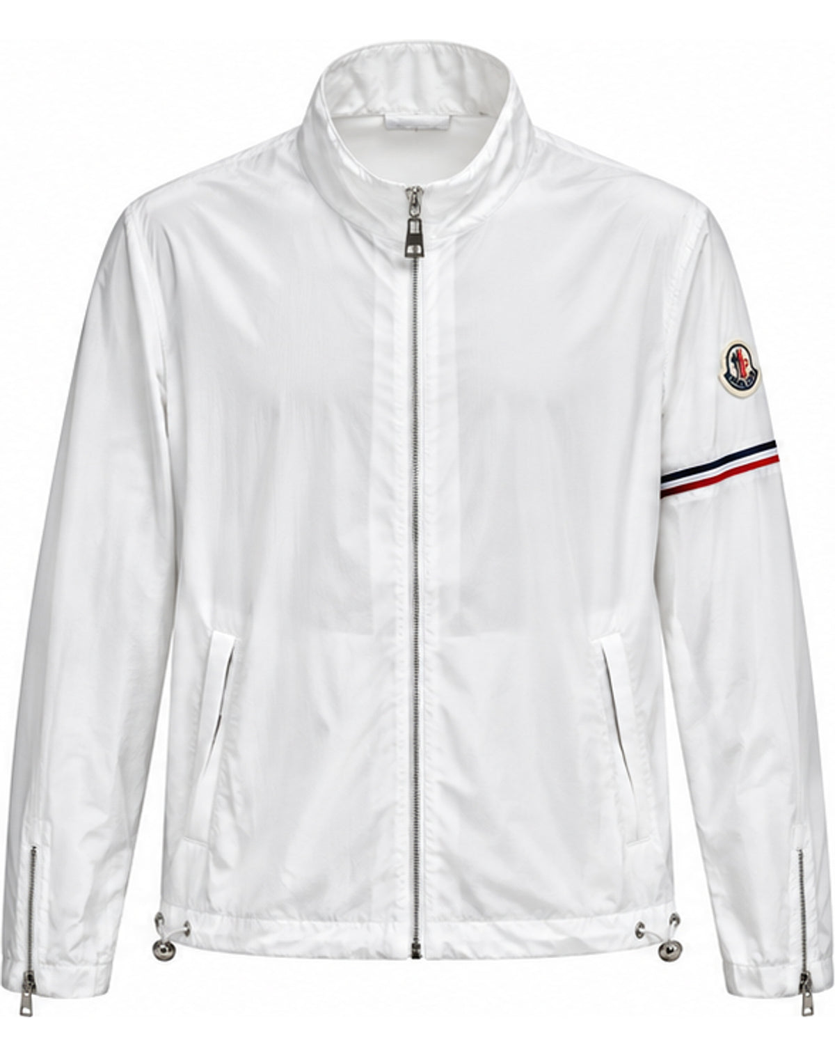 Striped Sleeve Zip Jacket – White, Black & Green