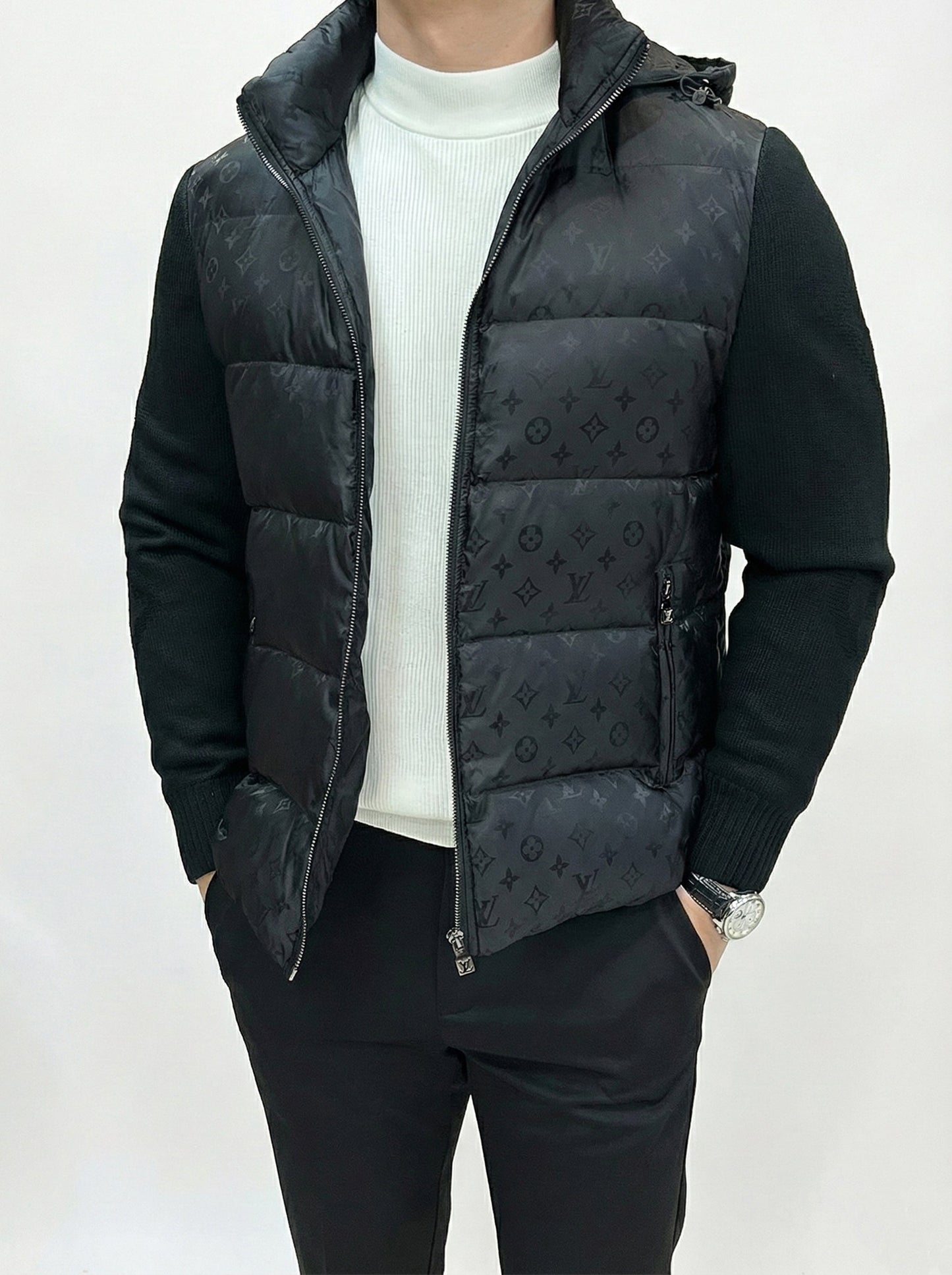 Monogram Hybrid Knit & Puffer Jacket