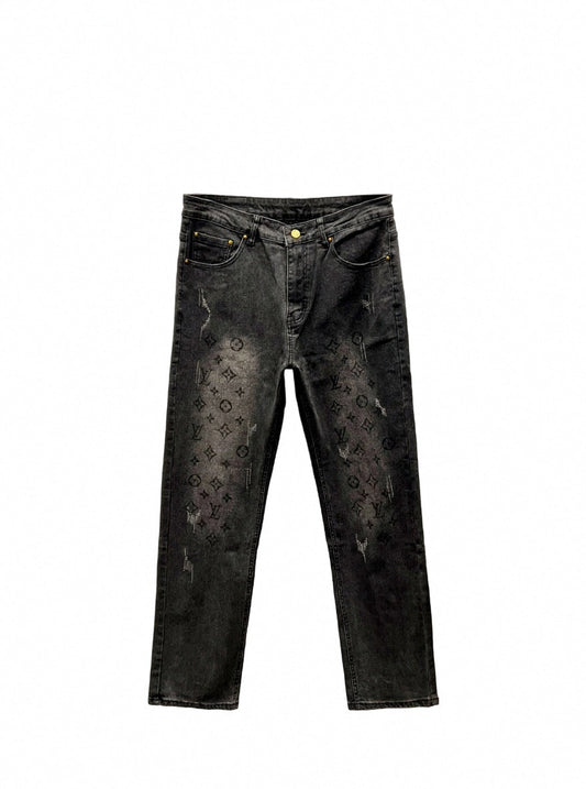 Black Monogram Jeans
