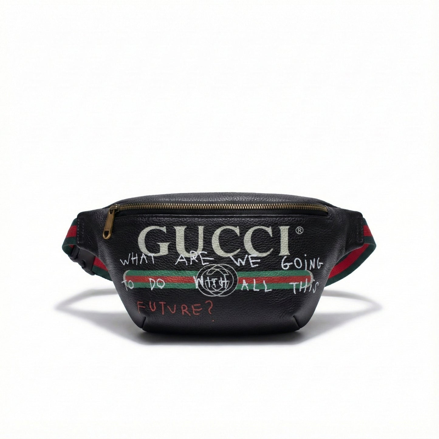 Logo Graffiti Leather Belt Bag