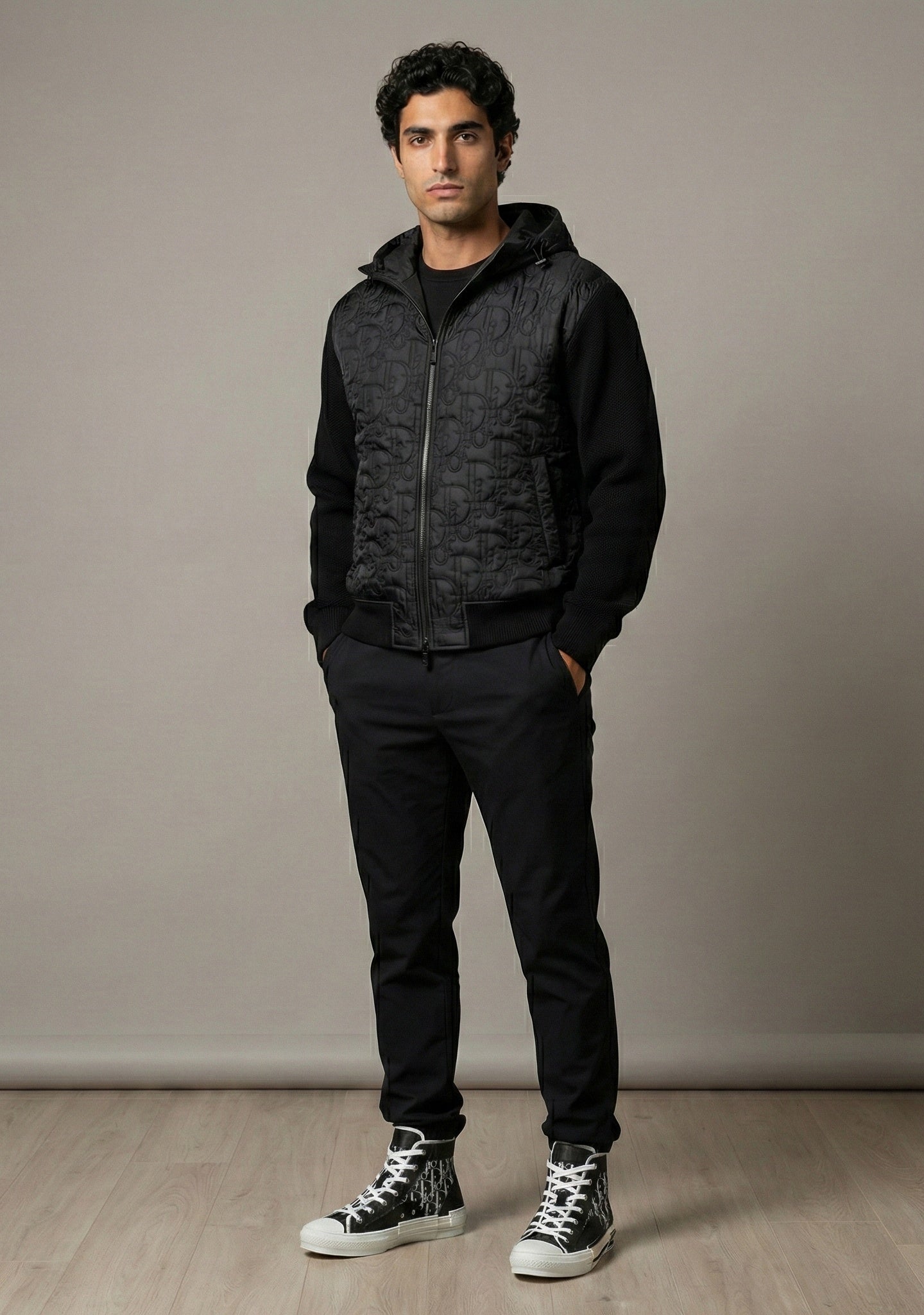 Oblique Quilted Hybrid Hoodie