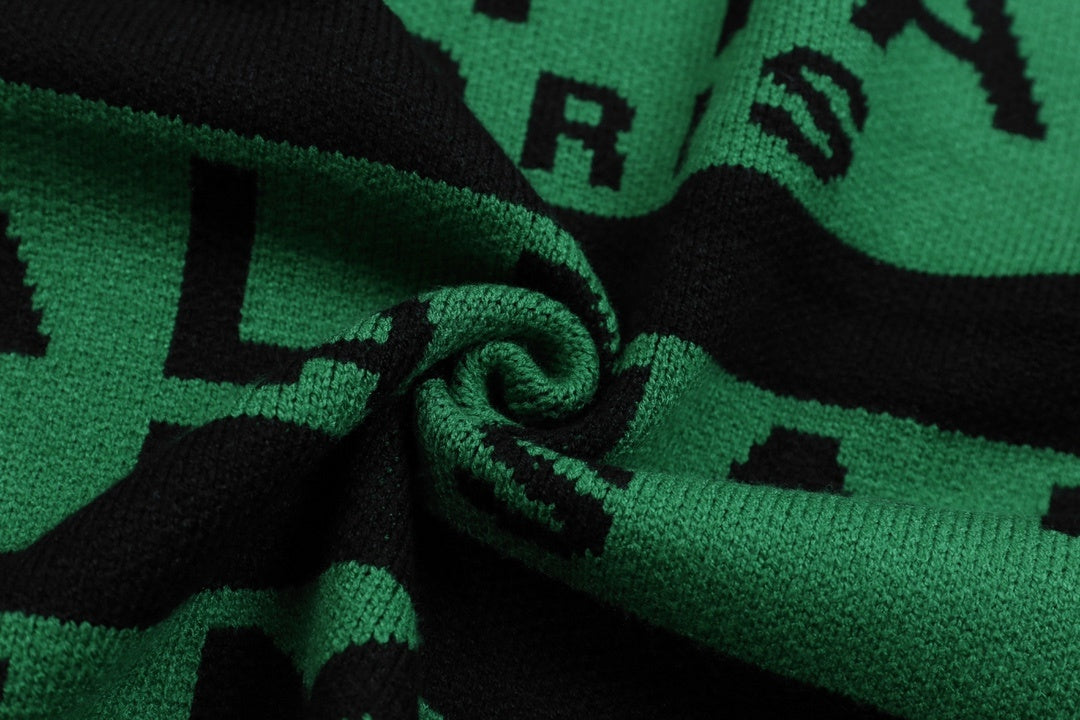 Striped Logo Intarsia Crewneck - Green