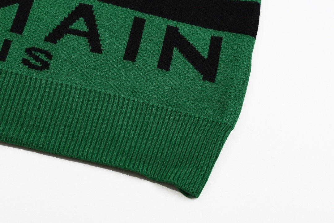 Striped Logo Intarsia Crewneck - Green