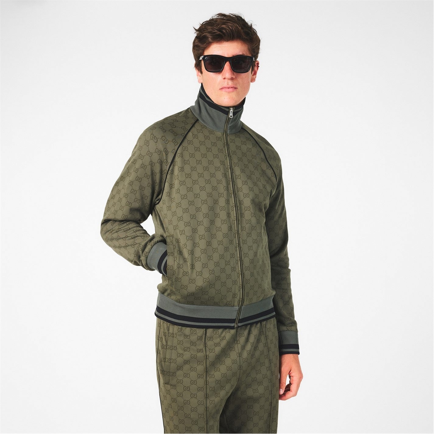 GG Military Monogram Zip Tracksuit Top